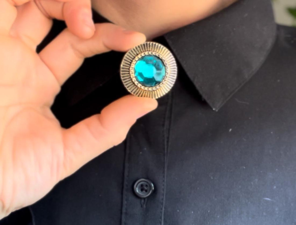 Teal Gem Button Cover