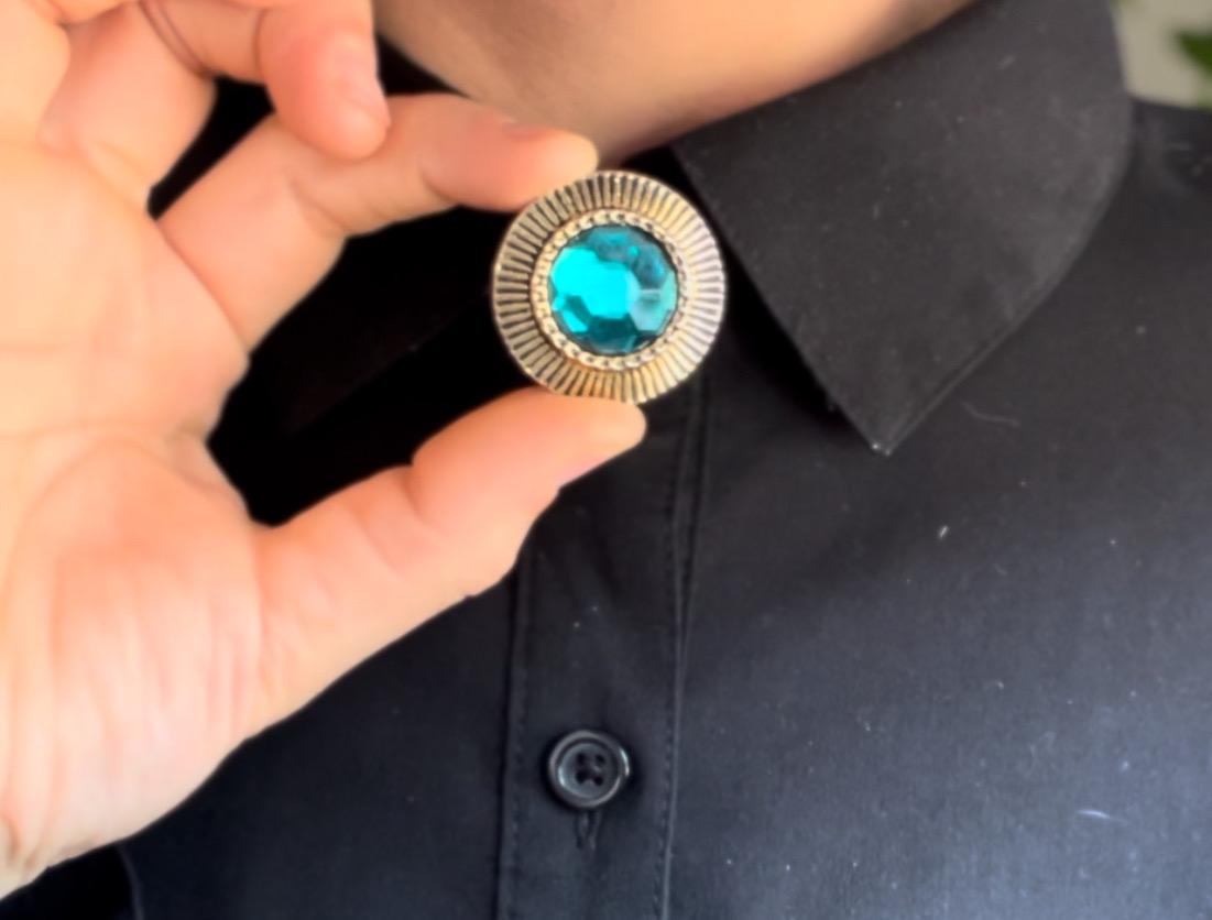 Teal Gem Button Cover