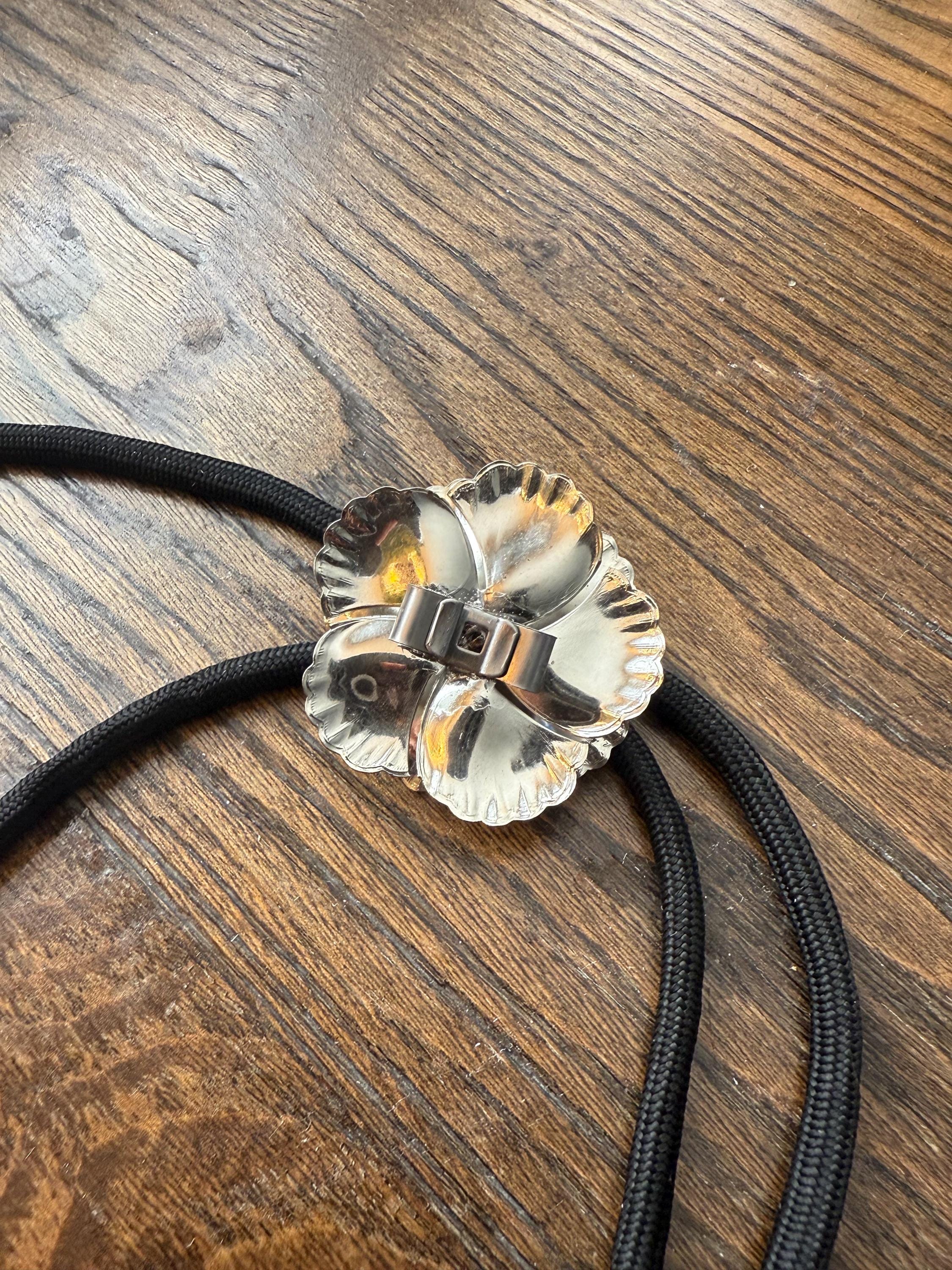 Silver Rose Bolo Tie