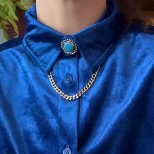 Blue and Silver Button Cover