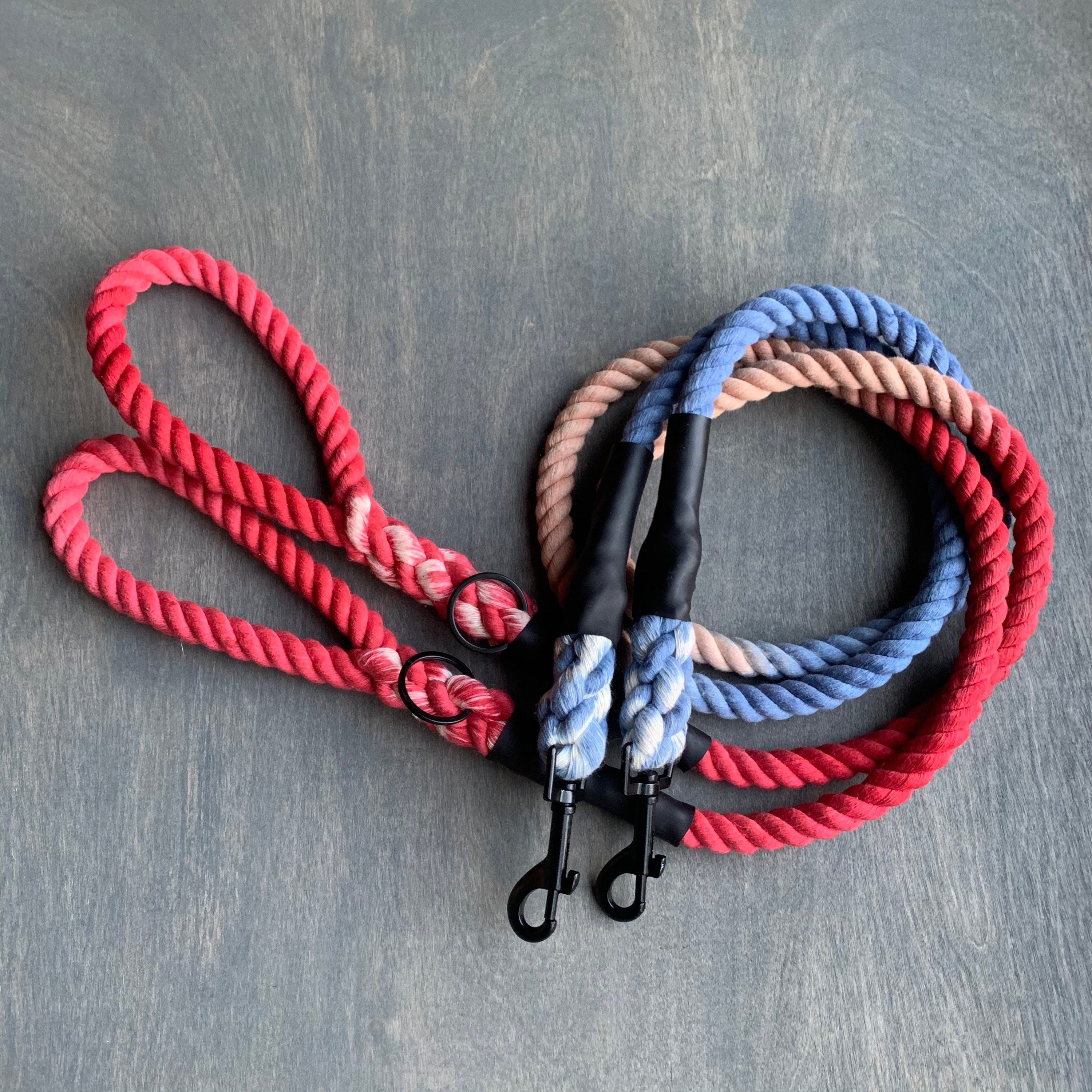 Red, Khaki and Blue Leash with black hardware