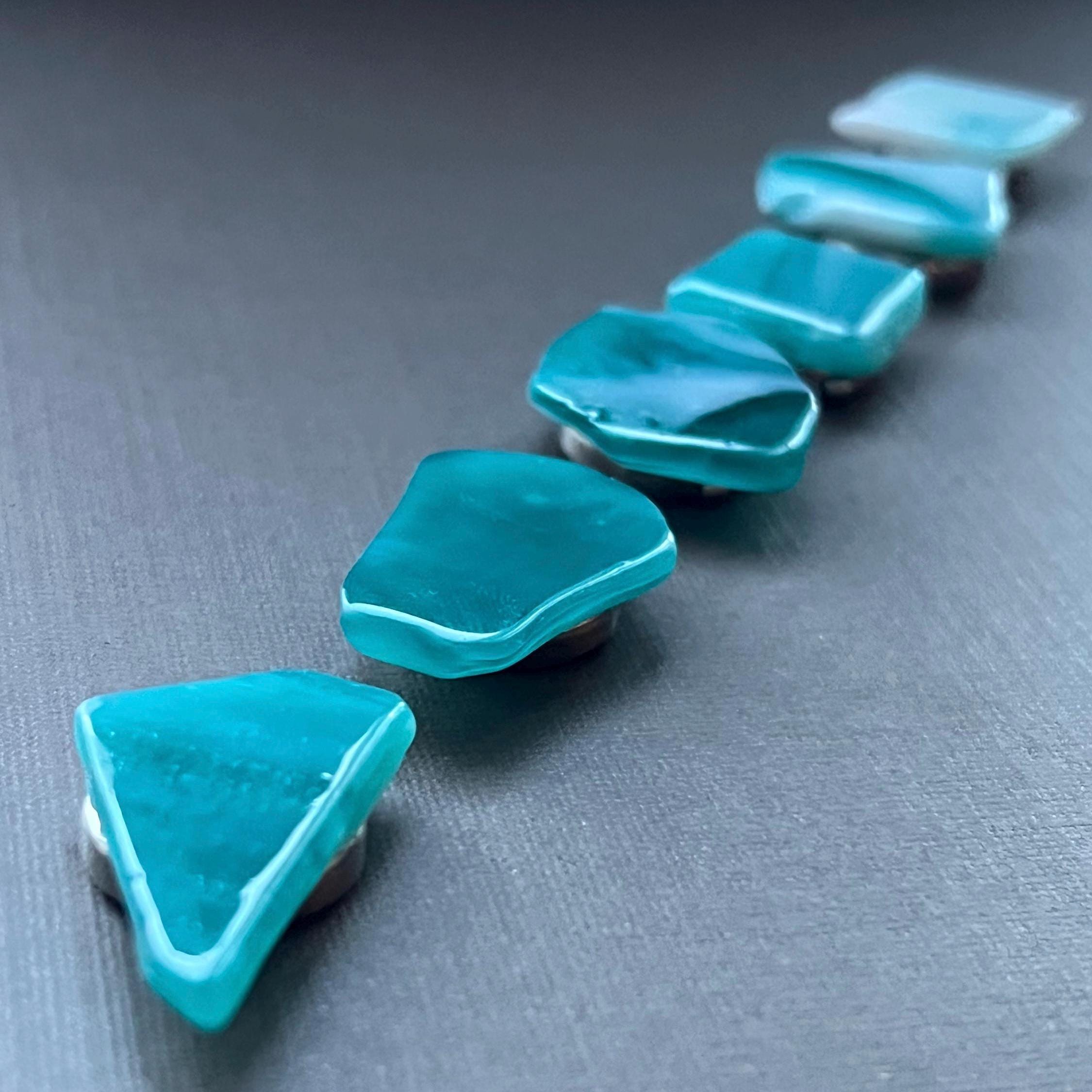 Sea Glass and Resin Button Cover Set