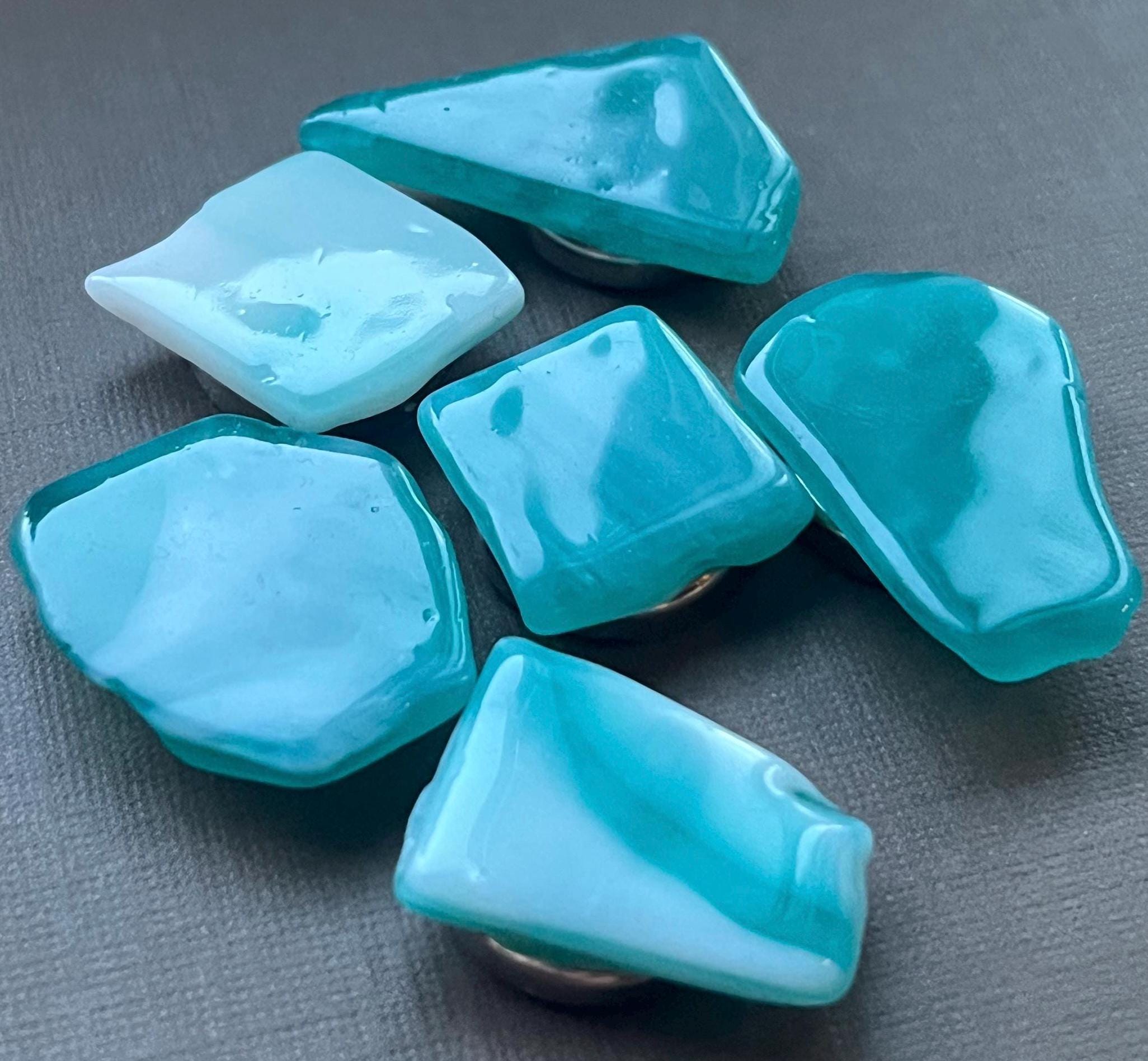 Sea Glass and Resin Button Cover Set