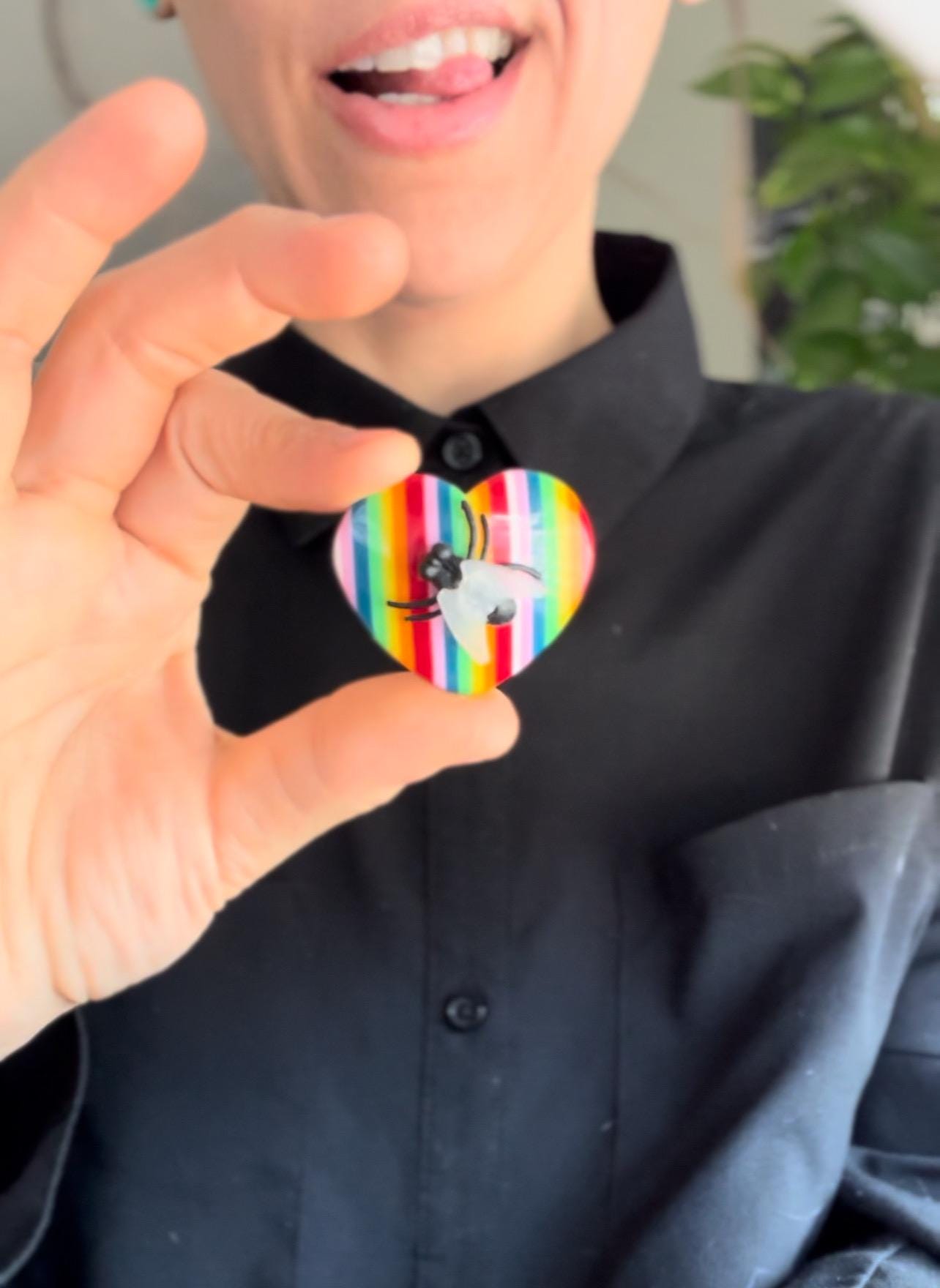 Fly Rainbow Button Cover