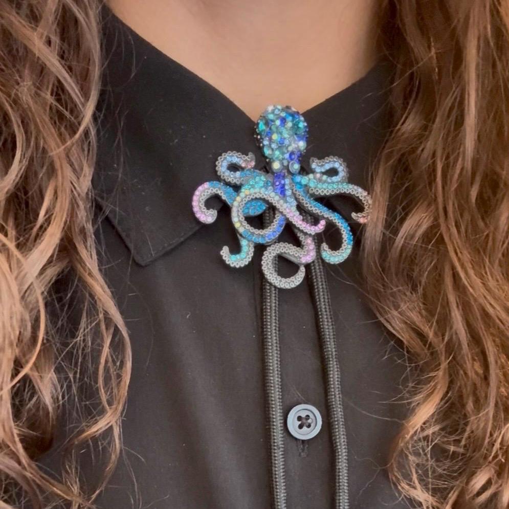 Gem Octopus Bolo Tie