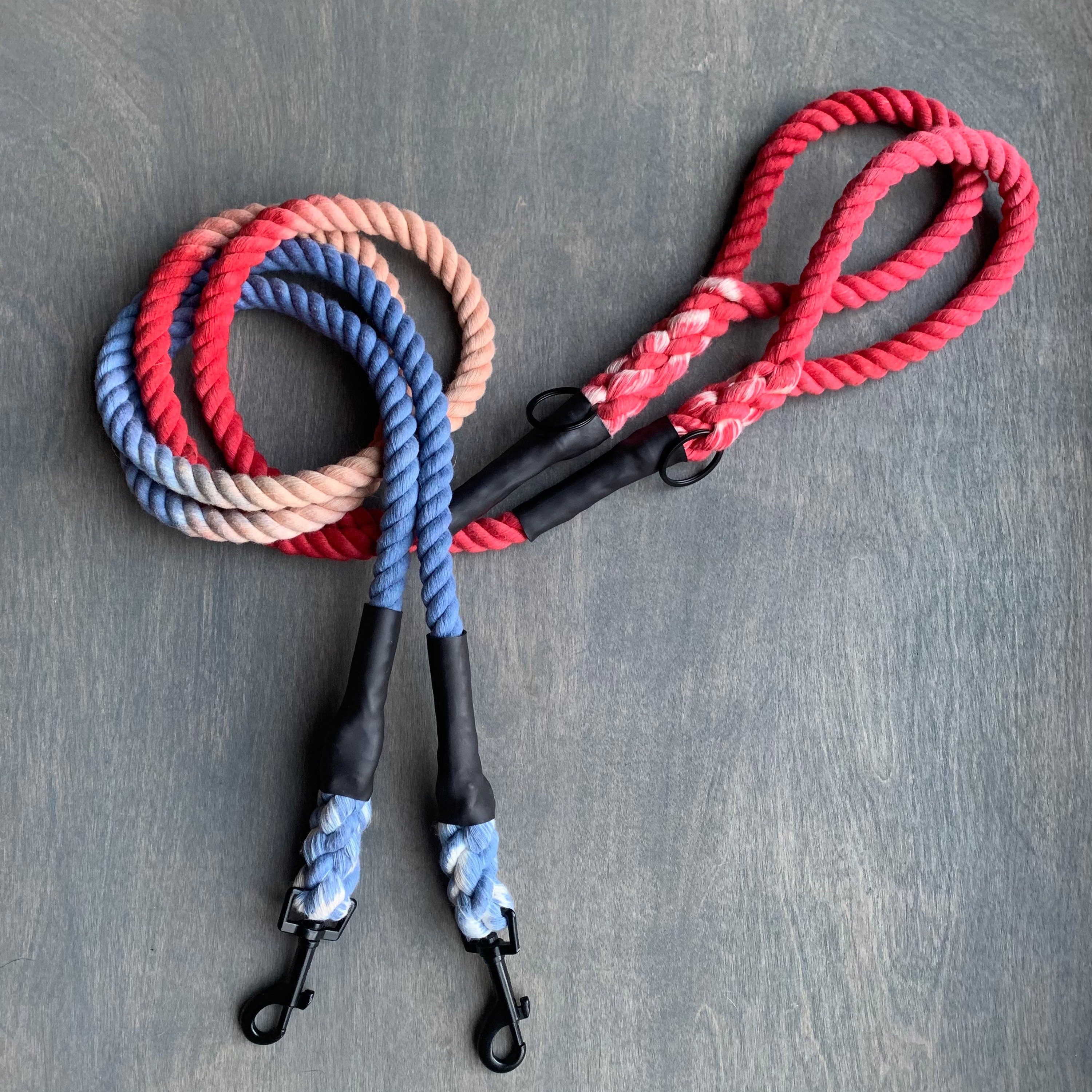 Red, Khaki and Blue Leash with black hardware
